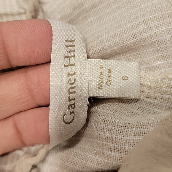 Garnet Hill Size 8 Oatmeal and Ivory Striped European Flax Linen Trousers - Picture 11 of 14